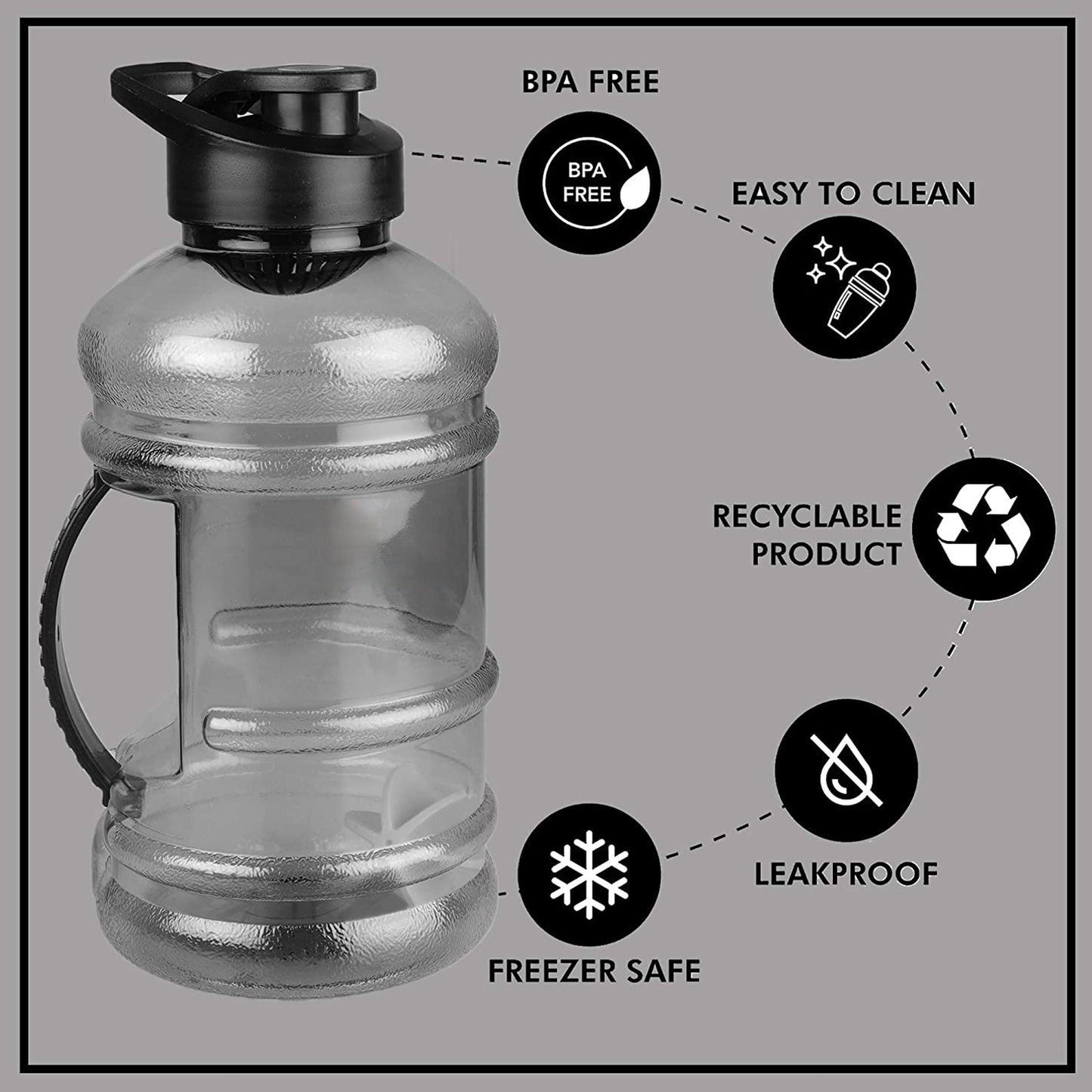 Sports Gym 1.5 Liters Gallon Water Bottle With Mixer And Strainer