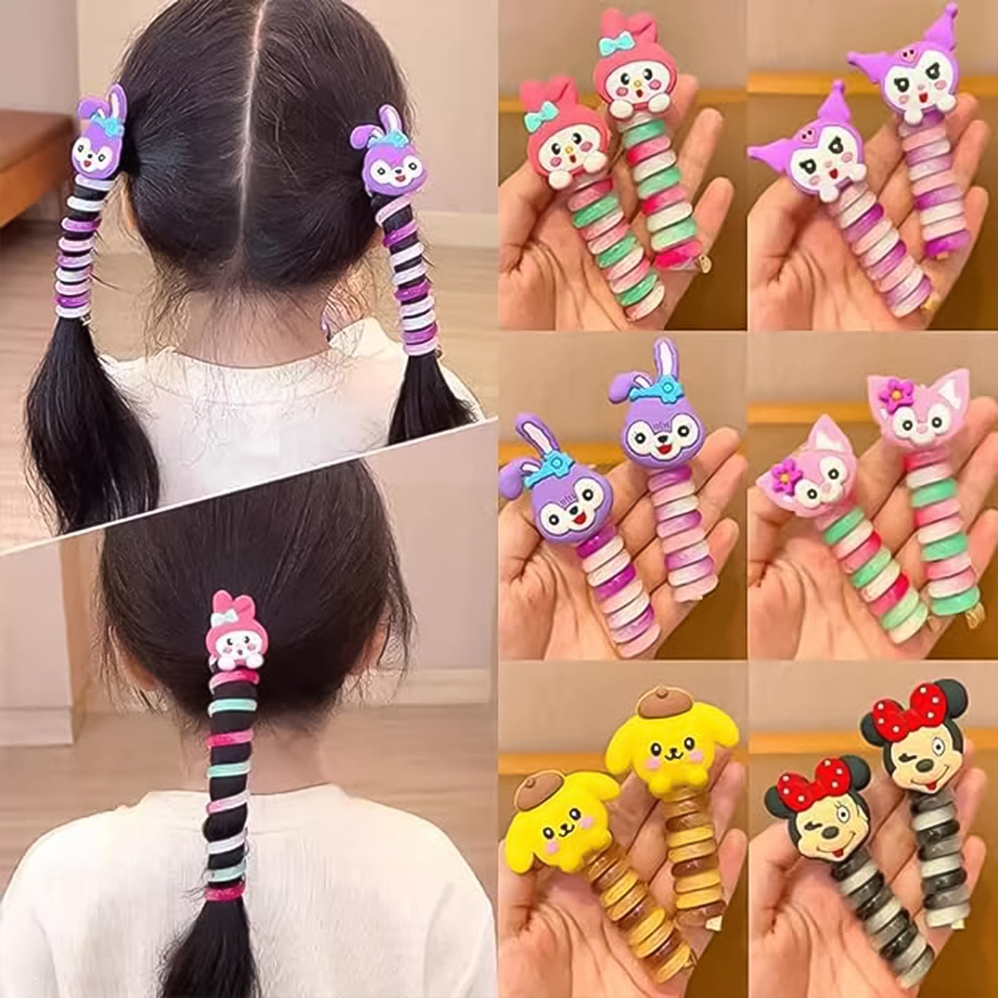 Colourful Telephone Wire Hairbands (1 Pc  Mix Design)