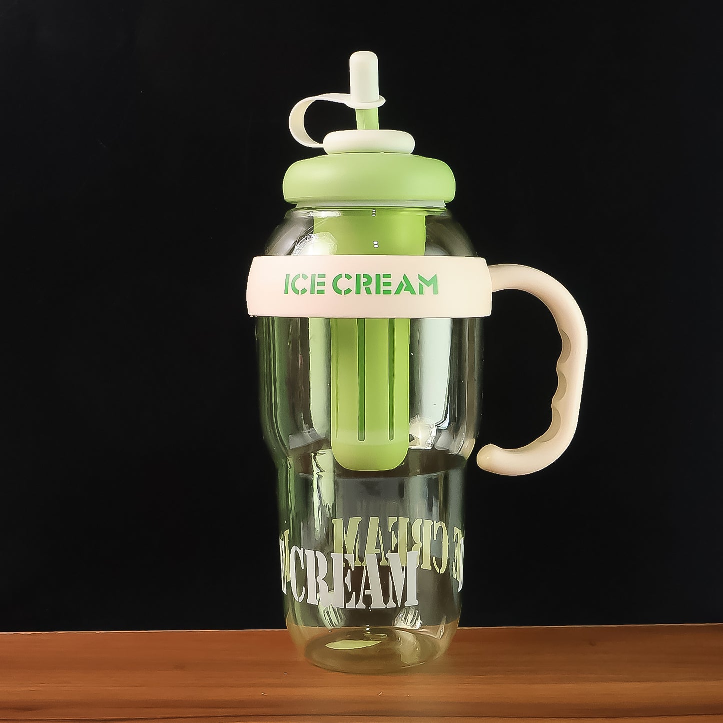 Adorable Ice Cream Style Sipper Bottle – Leakproof 1300ml with Handle, Straw & Fruit Infuser