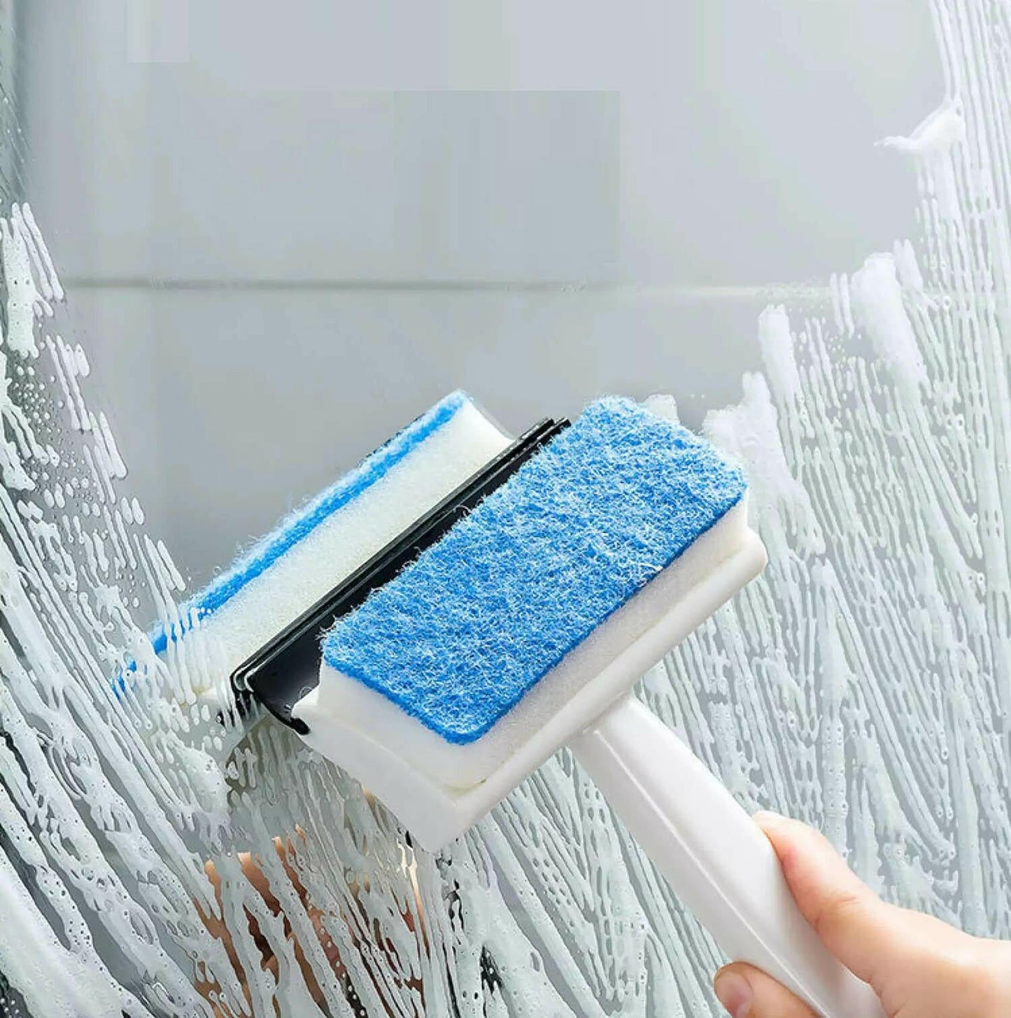 7602 2 In 1 Glass Wiper Cleaning Brush Mirror Grout Tile Cleaner