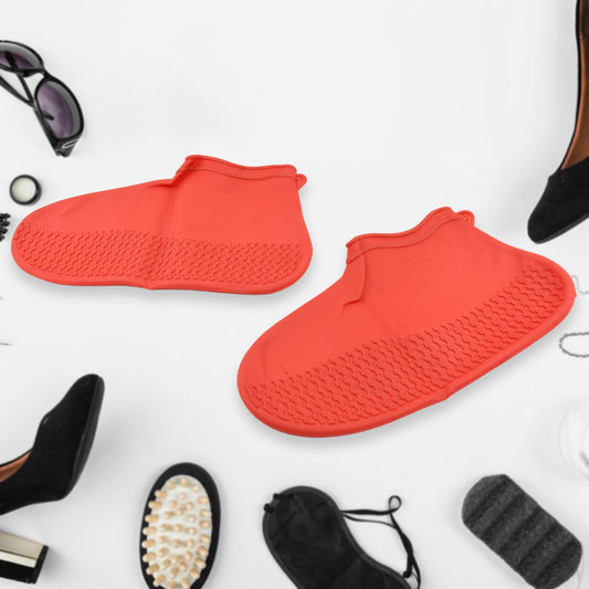 17985 (M-size)Non-slip Silicone Rain Reusable Anti Skid Waterproof Fordable Boot Shoe Cover (Medium Size  1 Pair  Red)