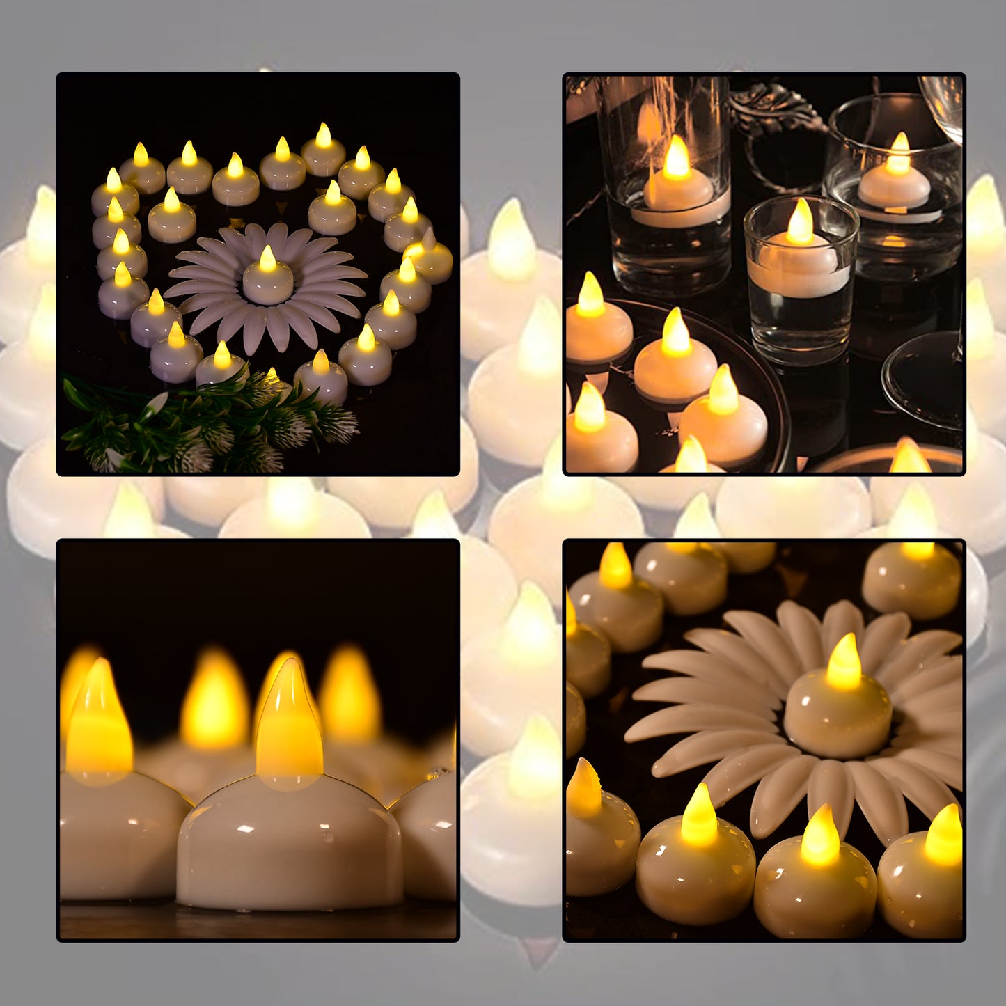 Floating flame-less Candles Battery Operated Tea Lights Tealight Candle - Decorative (Set Of 12)