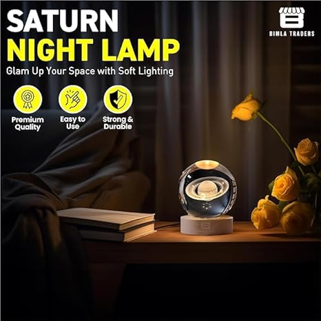 Astronaut  3d Crystal Ball Lamps With Wood Base (1 Pc)