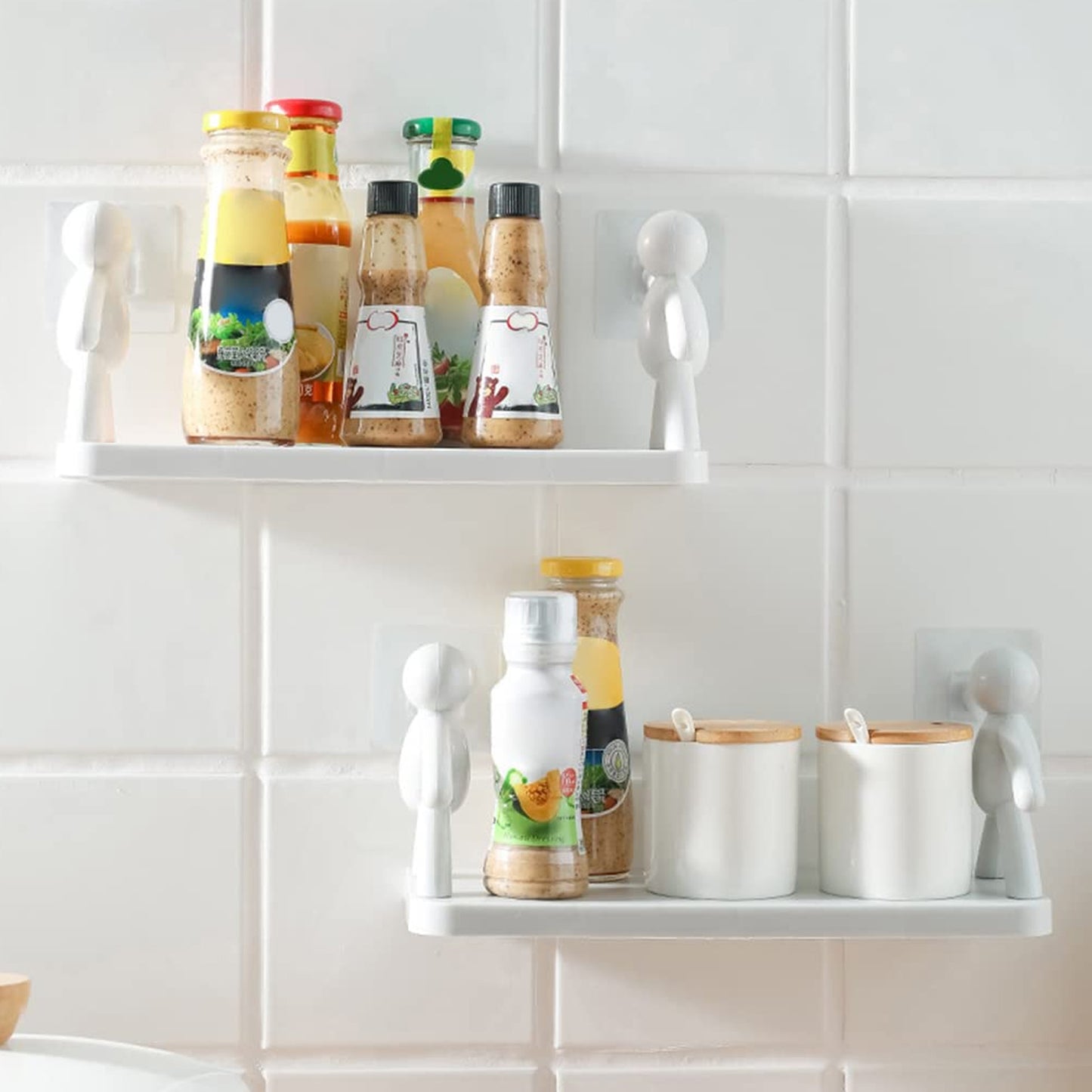 9271b Self Adhesive Cute Floating Shelves Wall Shelf  Wall Mounted Organizer - Human Figurine  Brown Box (1 piece)