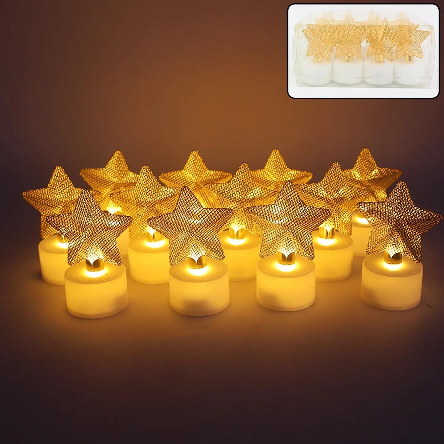 Decorative Led Star Candles ( Set Of 12)
