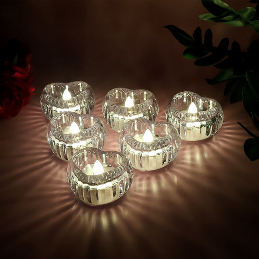 Led Crystal Tealight Decorative Flameless Candles (6 Pc)