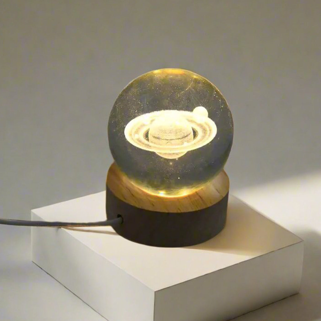 Astronaut  3d Crystal Ball Lamps With Wood Base (1 Pc)