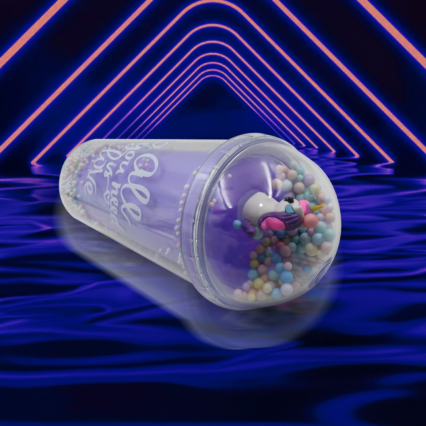 Design Printed Sipper Bottle With Toy Led Glow Light Double Wall Sipper Glass Water Bottle  Sipper Bottle With Straw For Girls And Kids For Boys And Girls Schooltuitiongym (Pack Of 1)