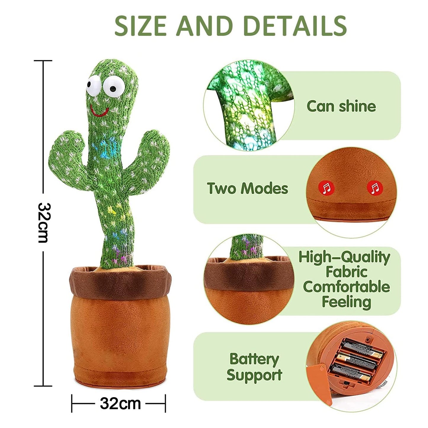 Toy Imagine Rechargeable Talking Cactus Toy for Kids - Musical Dancing, Speaking Cactus Toy for Babies