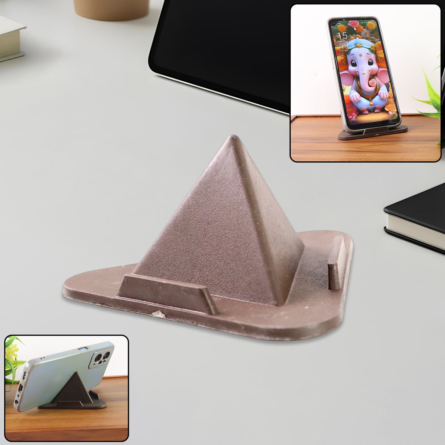 Pyramid Brown Mobile Stand With 3 Different Inclined Angles