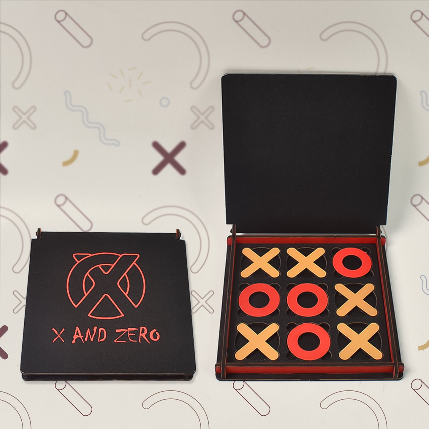 X & Zero Wooden Board Game – Classic Tic Tac Toe for Kids & Adults | Brain Development Game for Ages 5+ | Travel-Friendly Strategy Toy (1 Set)