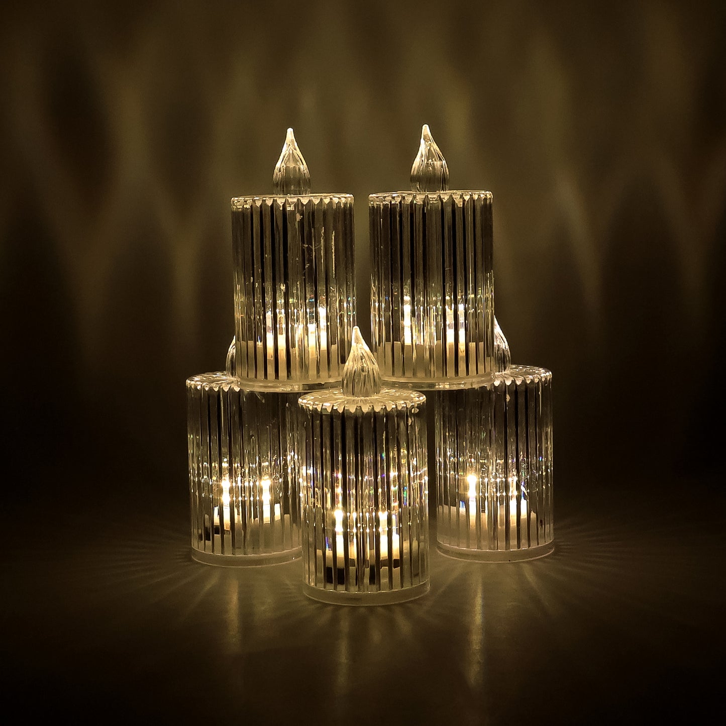 Premium Crystal Effect Led Flameless Candle Lights (5 Pc)