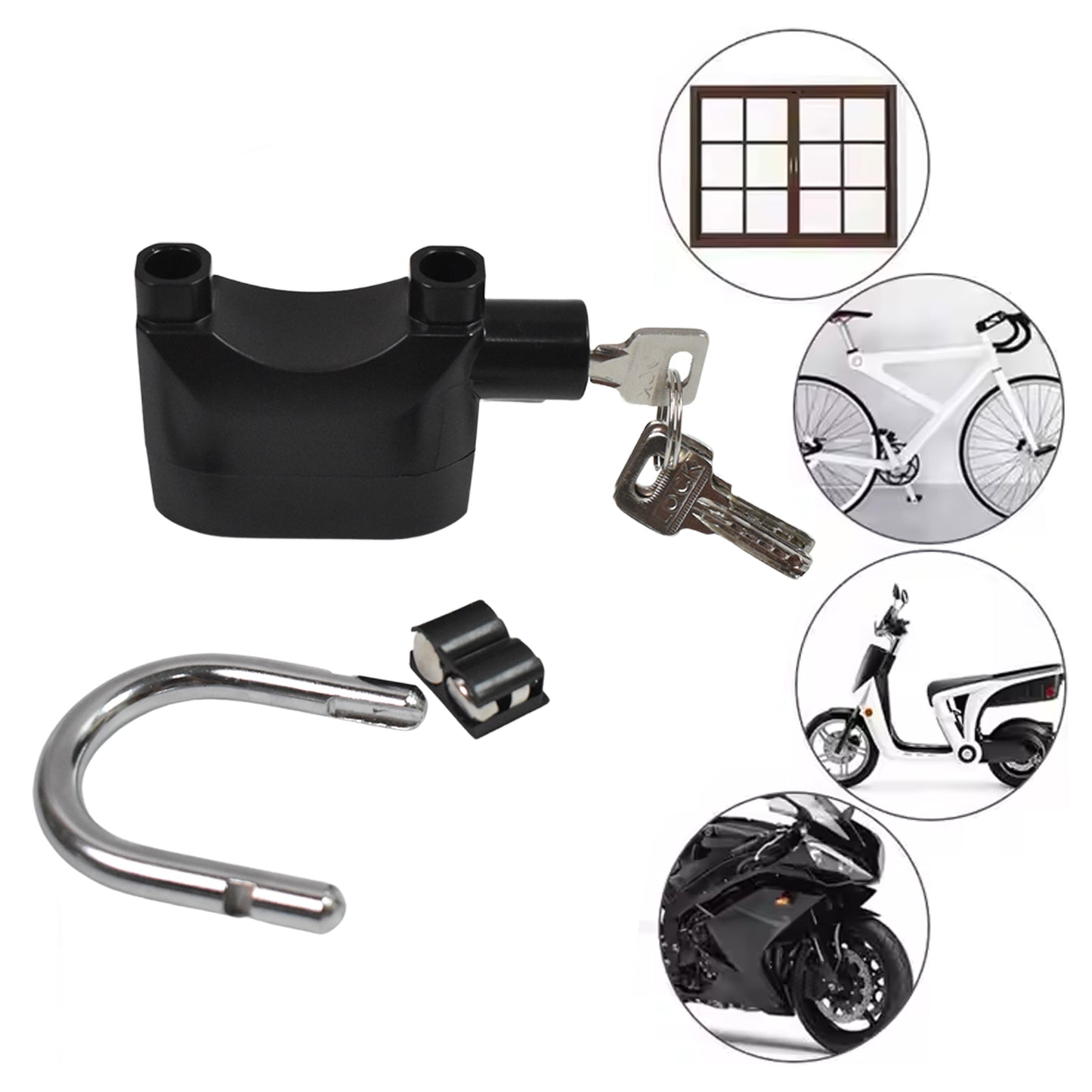 Anti-Theft Siren Alarm Padlock – Waterproof Security Lock with 3 Keys | Smart Alarm Lock for Bike, Gate, Garage (1 Set)