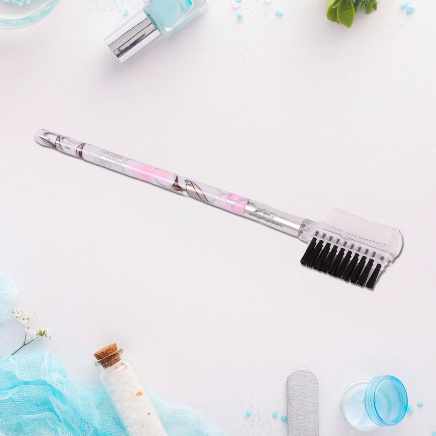 Floral Makeup Brush Set For Eyes Lips And Face (5 Pc)