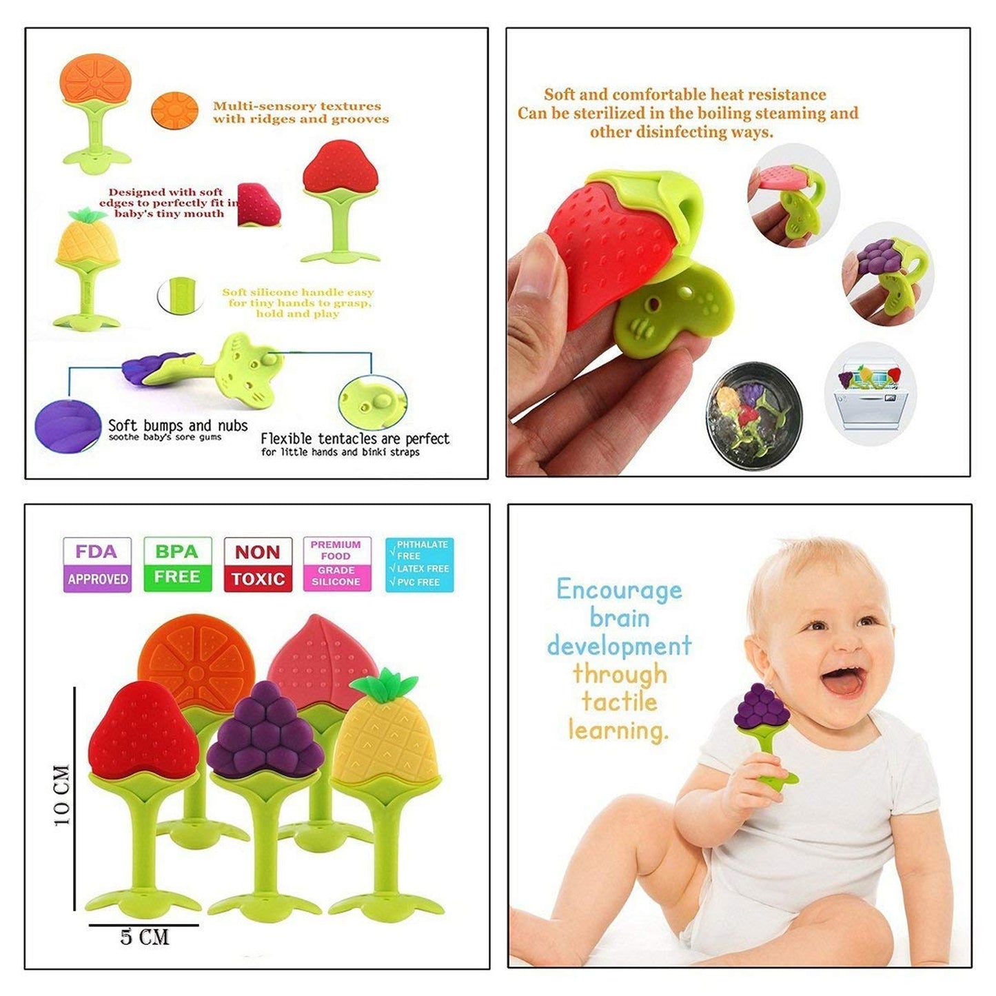 Silicone Fruit Shape Teether Toy Food Grade Silicon Teether Use For Baby  Toddlers  Infants (Children above 3 month)