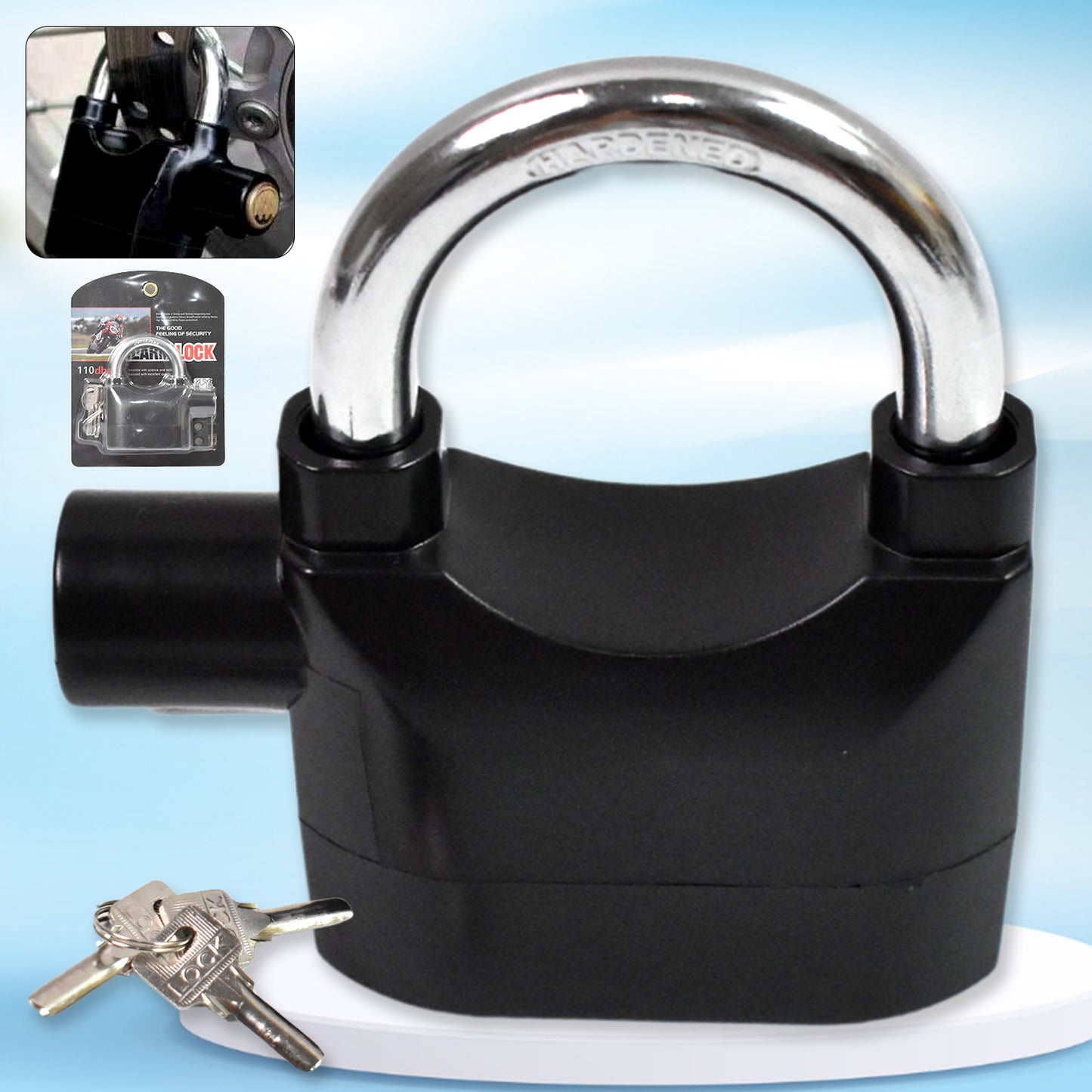 Anti-Theft Siren Alarm Padlock – Waterproof Security Lock with 3 Keys | Smart Alarm Lock for Bike, Gate, Garage (1 Set)