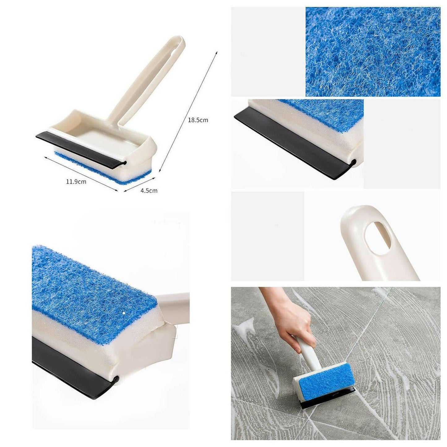 7602 2 In 1 Glass Wiper Cleaning Brush Mirror Grout Tile Cleaner