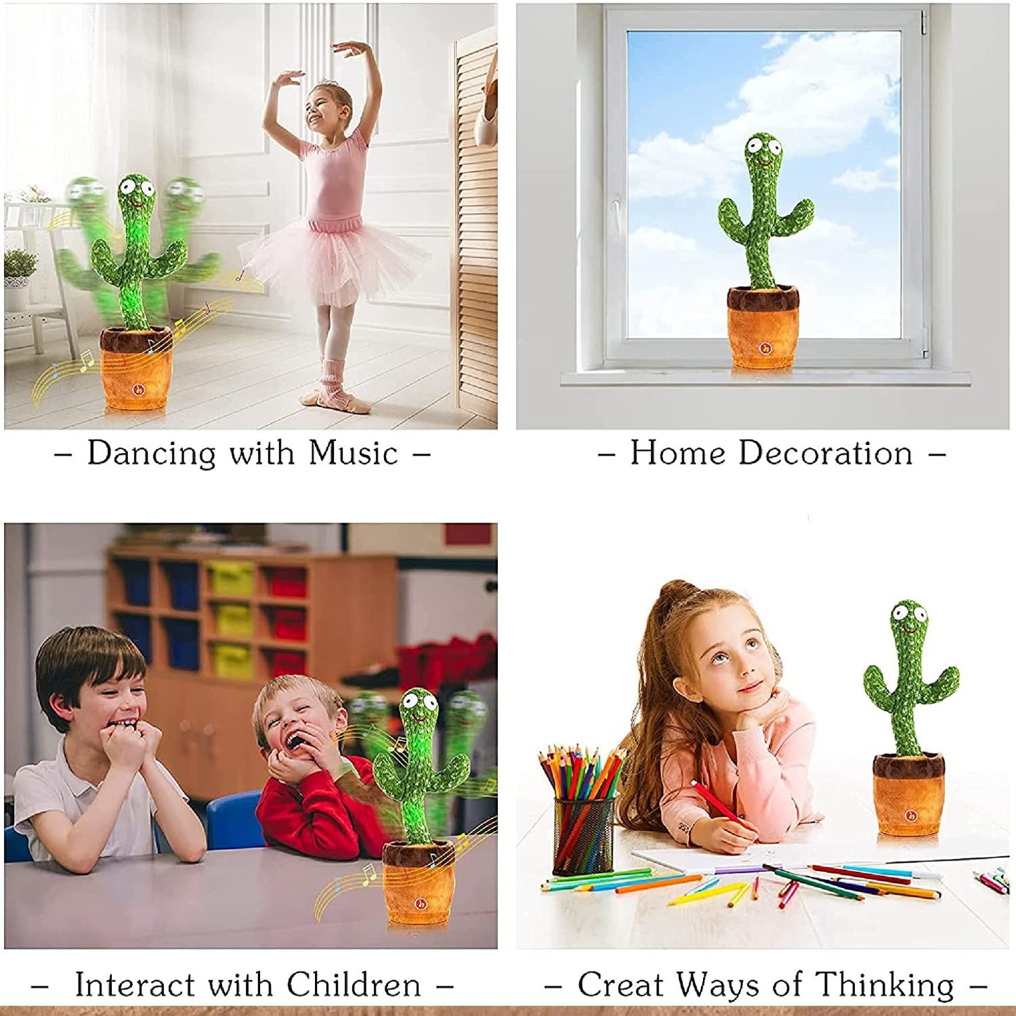 Toy Imagine Rechargeable Talking Cactus Toy for Kids - Musical Dancing, Speaking Cactus Toy for Babies