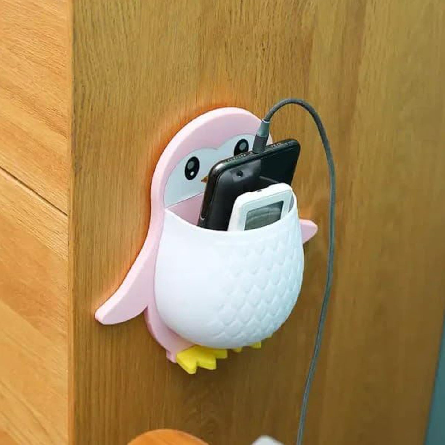 Penguin Adhesive Wall Organizer – Remote Control & Toothbrush Holder for Bathroom, Bedroom, Office