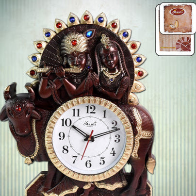 Analog Latest Stylish New Models Wall Clock With God Radha Kishan Frame