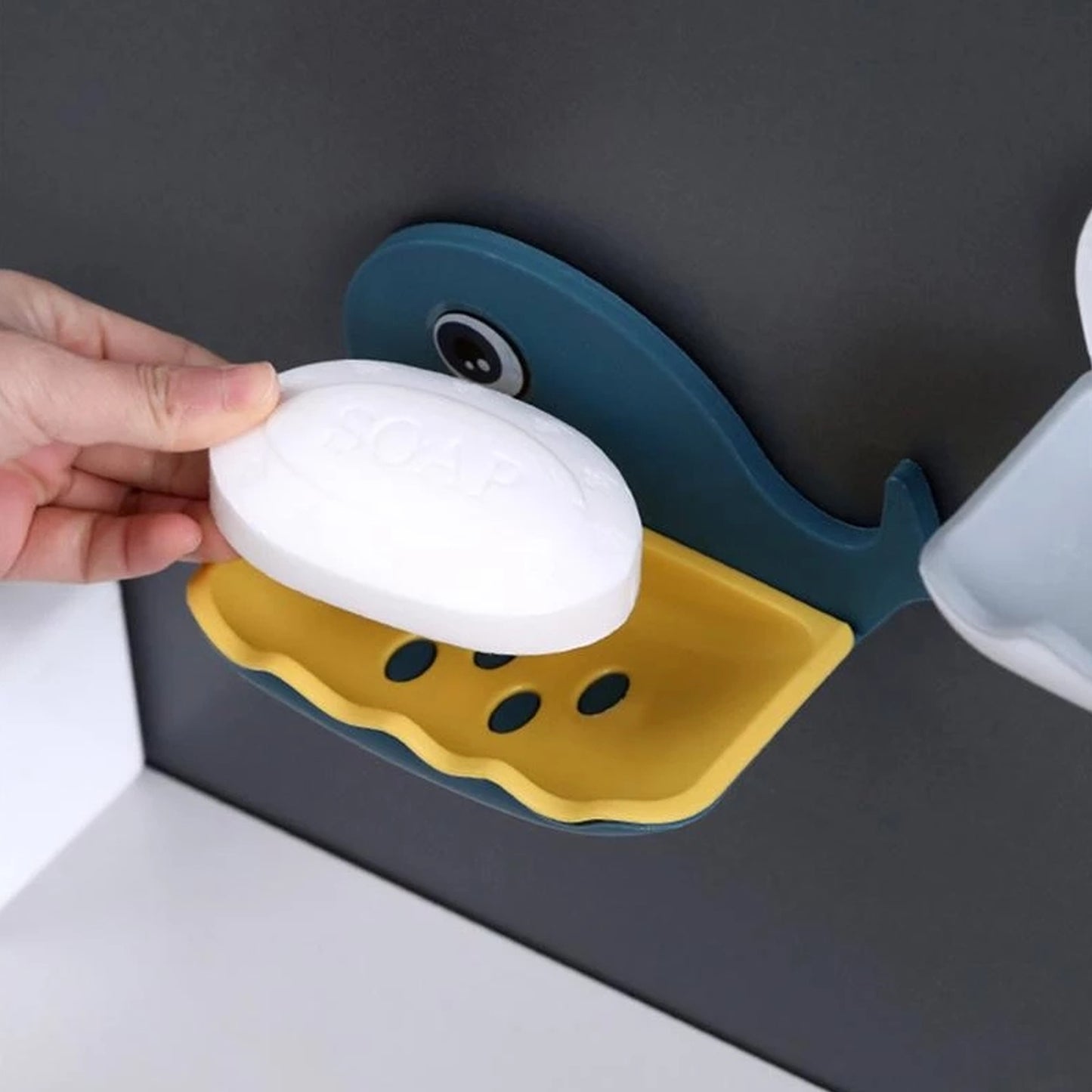 Fish Shape Double Layer Adhesive Waterproof Wall Mounted Soap Bar Holder Stand Rack For Bathroom Shower Wall Kitchen