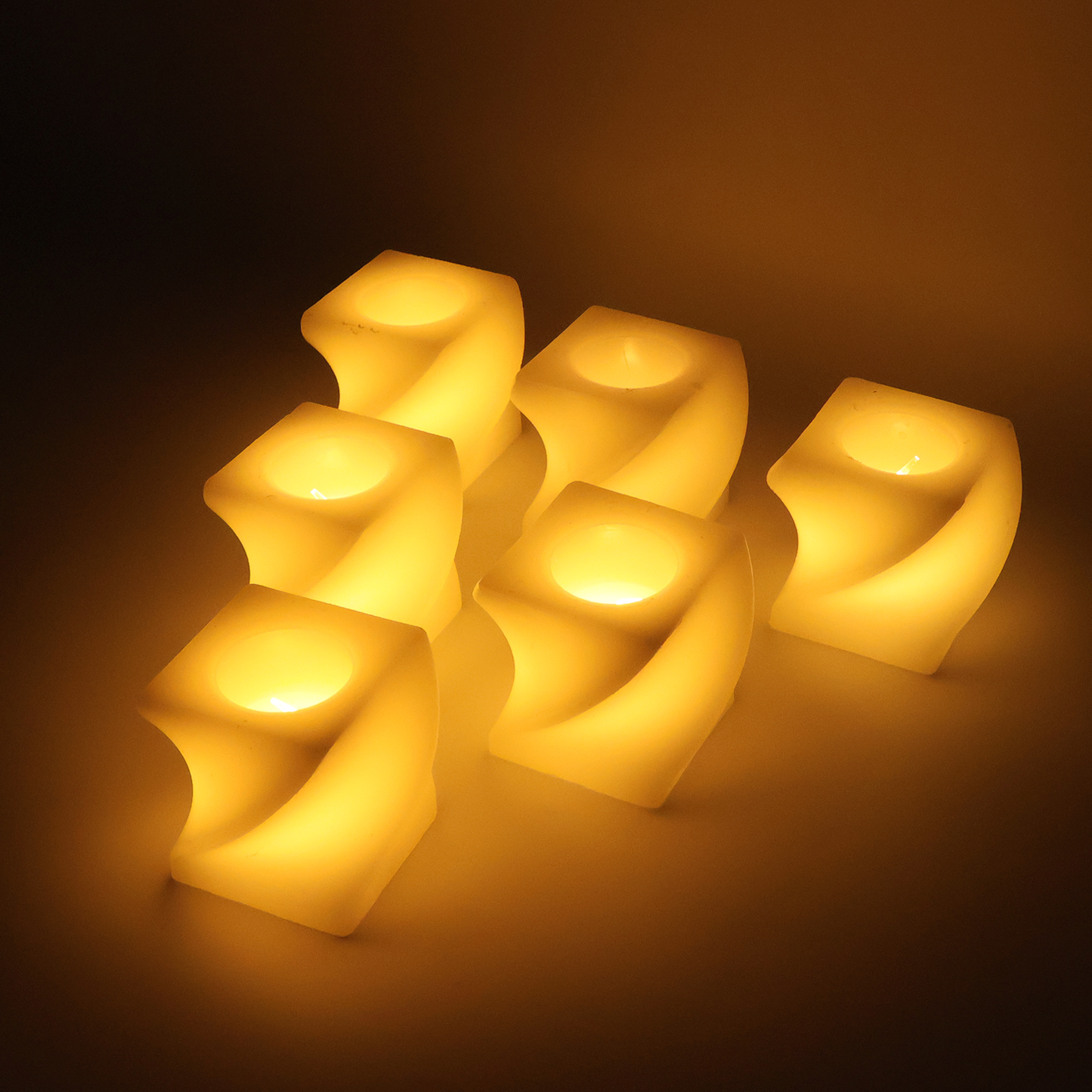Led Flameless Decorative Candles  Square Shape Tealight Lamps (Set Of 6)