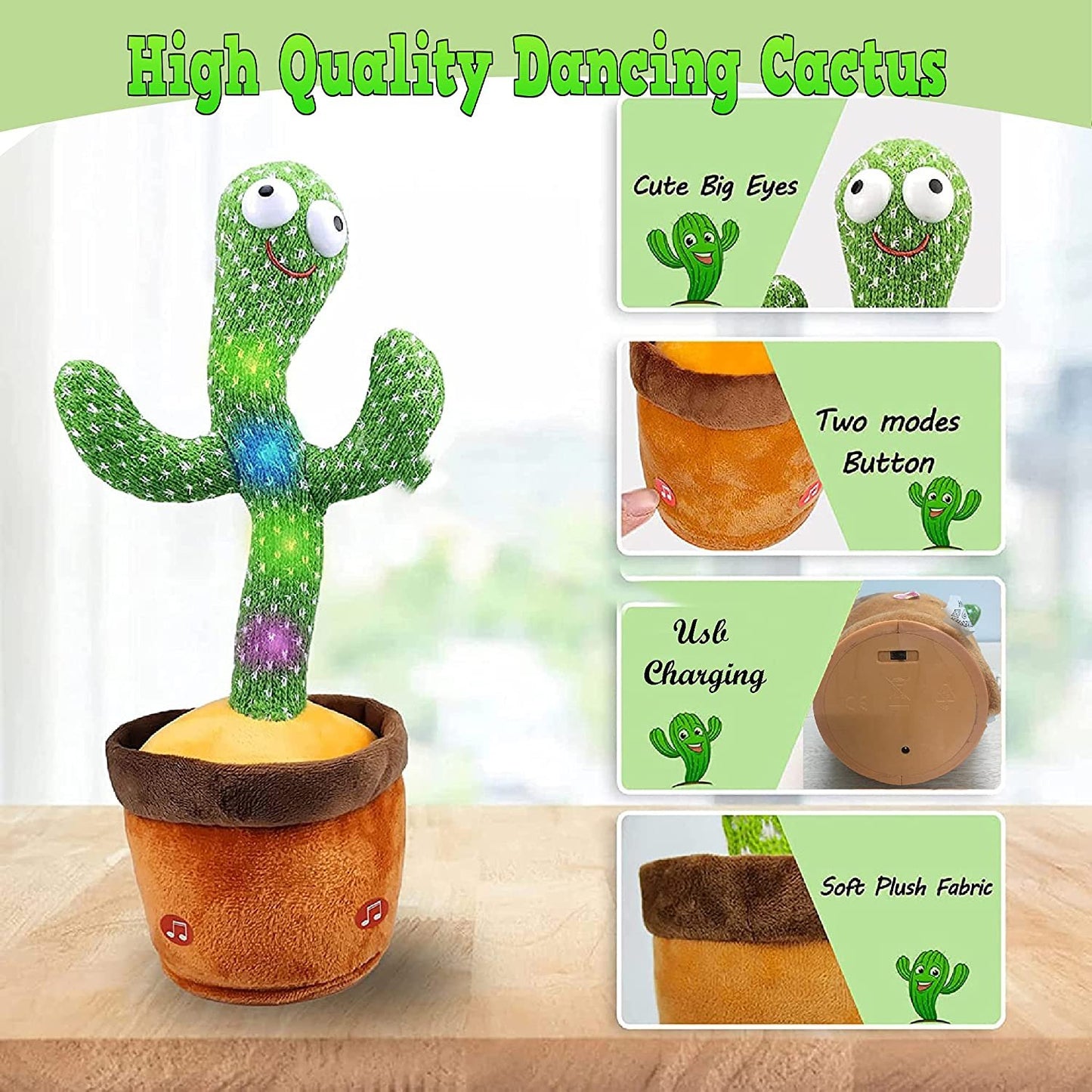 Toy Imagine Rechargeable Talking Cactus Toy for Kids - Musical Dancing, Speaking Cactus Toy for Babies