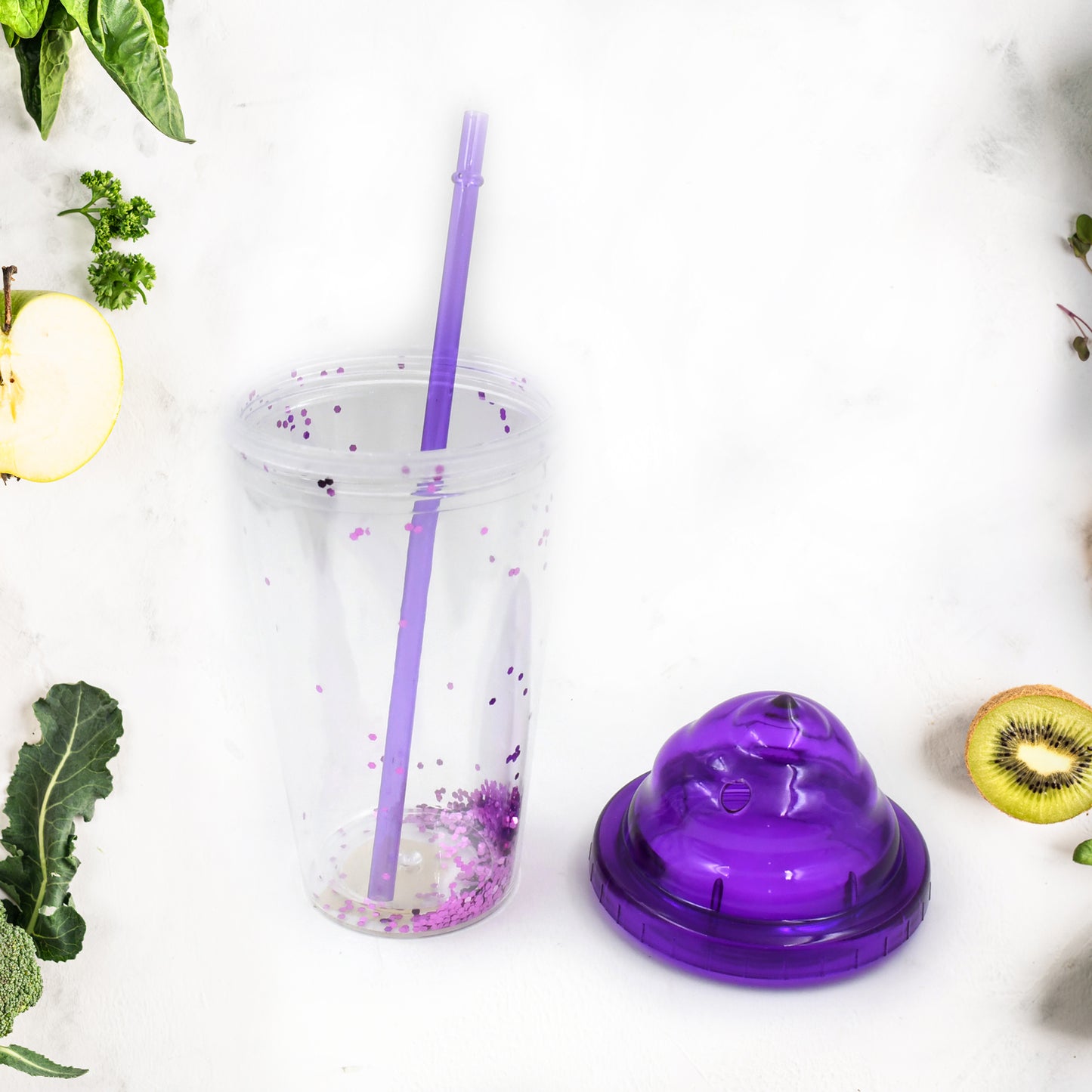 High Quality Plastic creative Cold Drink Cup  Tumble Reusable Tea Coffee Tumbler With Lid And Straw Double Wall Plastic Drinking Sport Bottletravel Tumbler (1 Pc  Mix Color)