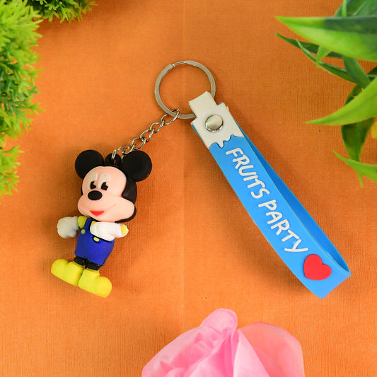 Cute Cartoon Silicone 3d Key Chain With Metal Hook  Strap (Pack Of 1)