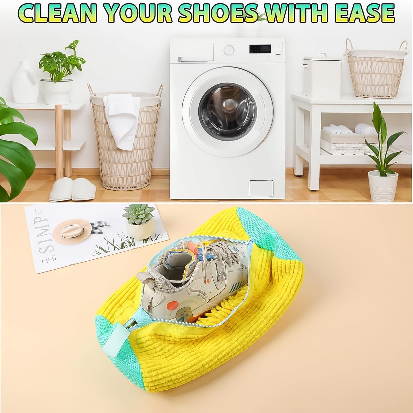 Shoe Cleaning Mop Cover With Microfiber Chenille Lining  Zipper (1 Pc)